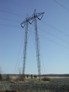 High voltage transmission structure - Guyed lattice tower